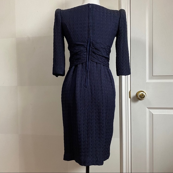 Incredible Vintage Oscar de la Renta Crepe Dark Navy Dress - Picture 7 of 11